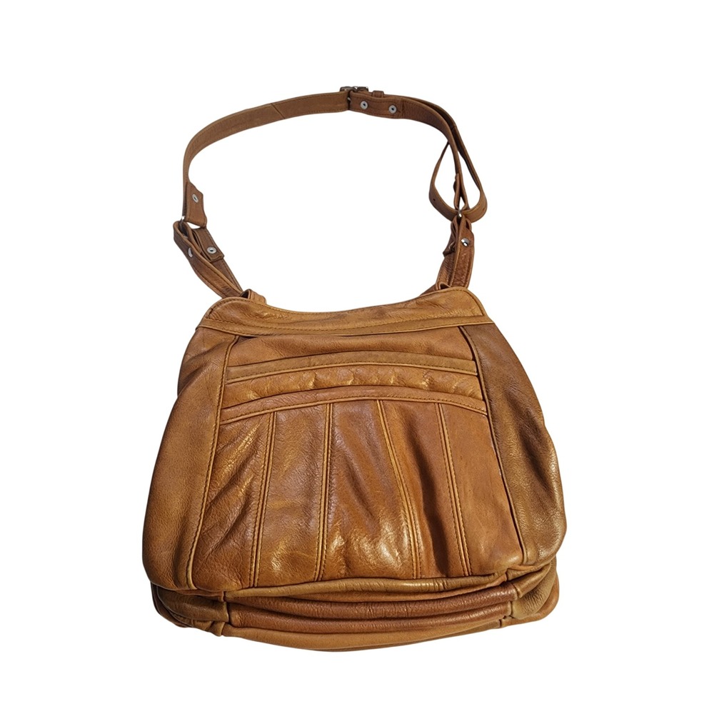 VTG Tan Genuine Leather Accordion Shoulder Bag Made in Mexico concealed carry?